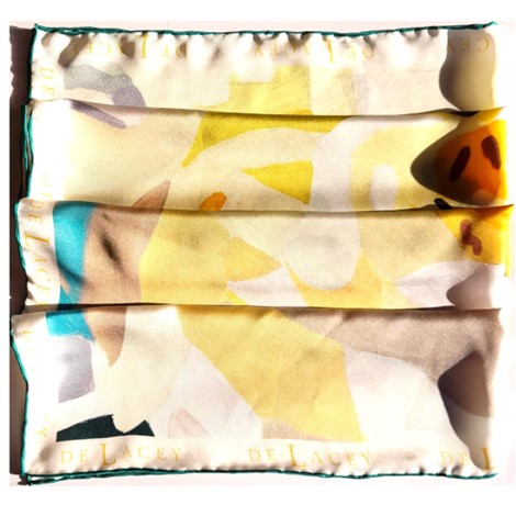 Verdant Spring abstract silk twill scarf in yellow