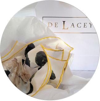 Silk twill scarf button with link